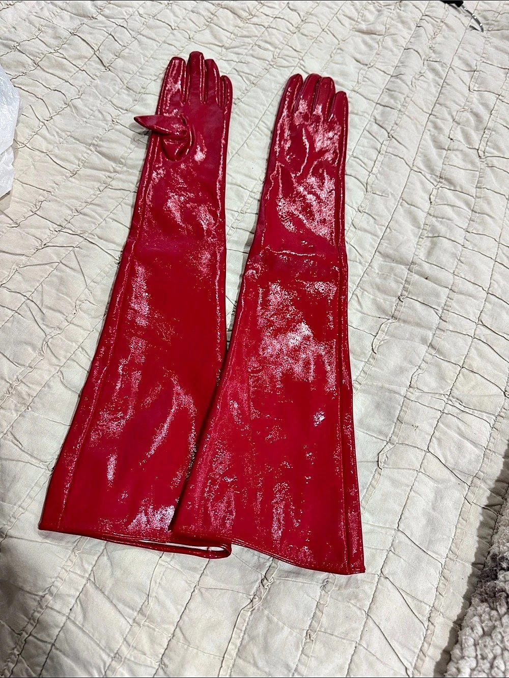 Long Red Gloves Like New